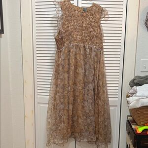 ARULA Brown Floral Midi Dress